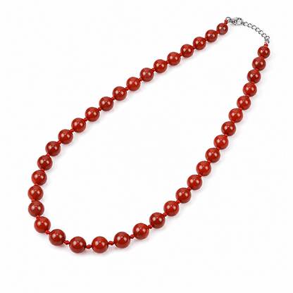 Collier Jaspe Rouge 8 mm – Courage & Stabilité – Acier Inoxydable - Bonheur de Lune