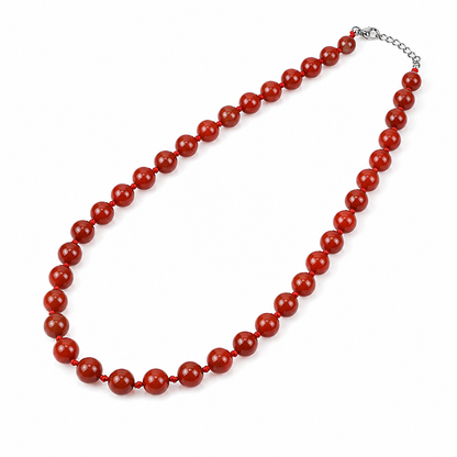 Collier Jaspe Rouge 8 mm – bijou en pierres naturelles – Bonheur de Lune