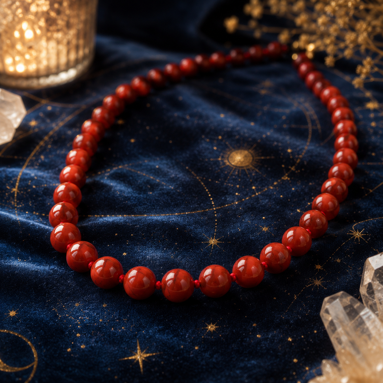 Collier en jaspe rouge naturel 8 mm – courage et stabilité – Bonheur de Lune