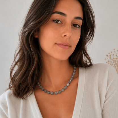 Collier Labradorite 8 mm – Protection & Ancrage – Fermoir Acier Inoxydable - Bonheur de Lune