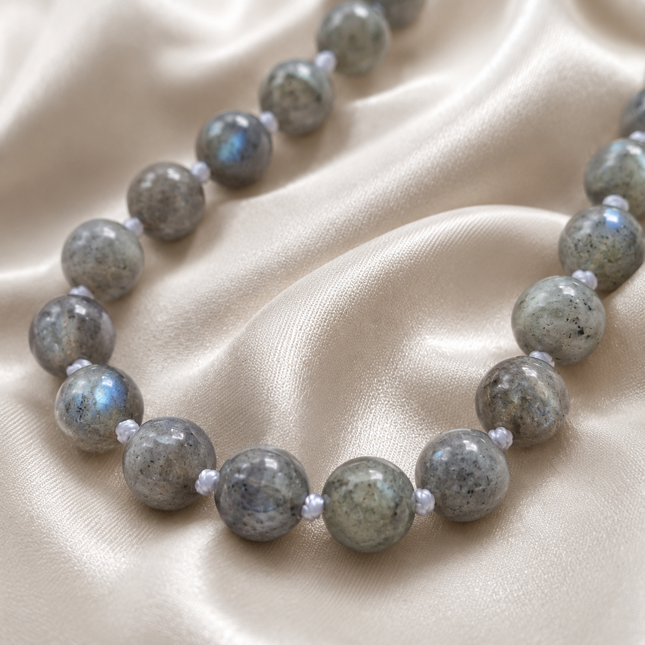 Collier en labradorite naturelle 8 mm – pierre véritable – Bonheur de Lune