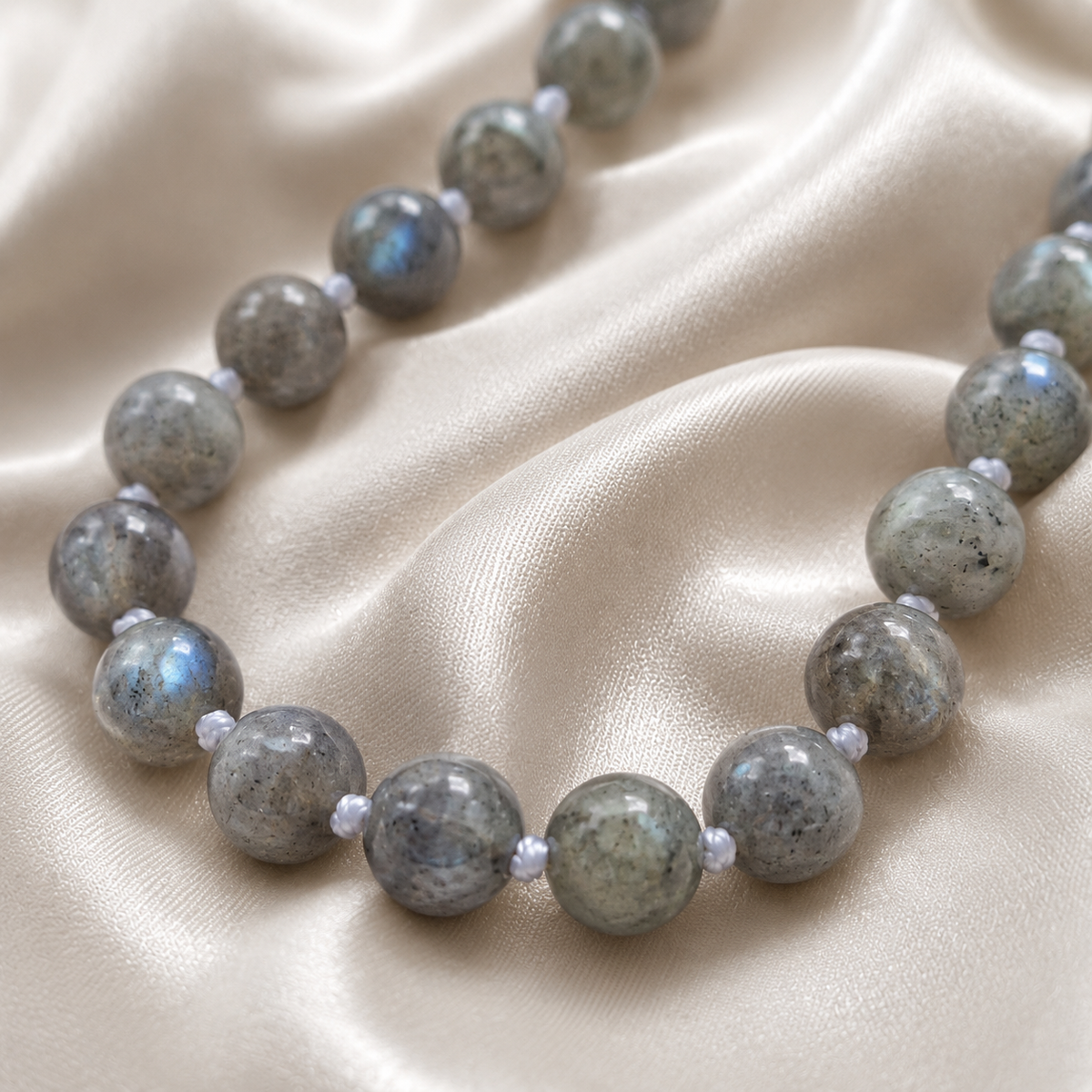 Collier en labradorite naturelle 8 mm – pierre véritable – Bonheur de Lune