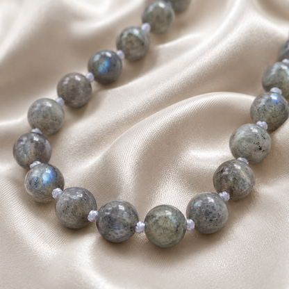 Collier en labradorite naturelle 8 mm – pierre véritable – Bonheur de Lune