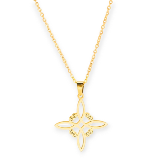 Collier Nœud de Sorcière – Talisman de Protection & Équilibre – Acier Inoxydable Doré – Bonheur de Lune