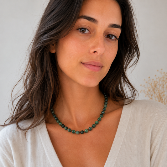 Collier Turquoise Africaine 8 mm en pierre naturelle – Bonheur de Lune