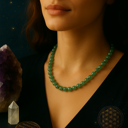 Collier Aventurine Verte 8 mm – Chance & Harmonie – Acier Inoxydable - Bonheur de Lune