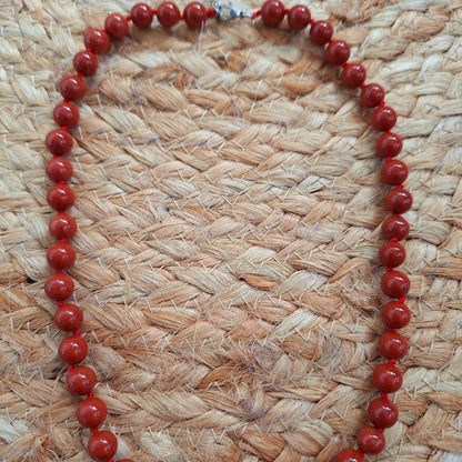 Collier Jaspe Rouge 8 mm – Courage & Stabilité – Acier Inoxydable - Bonheur de Lune