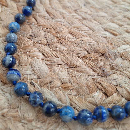 Collier Lapis Lazuli 8 mm – Intuition & Vérité – Acier Inoxydable - Bonheur de Lune