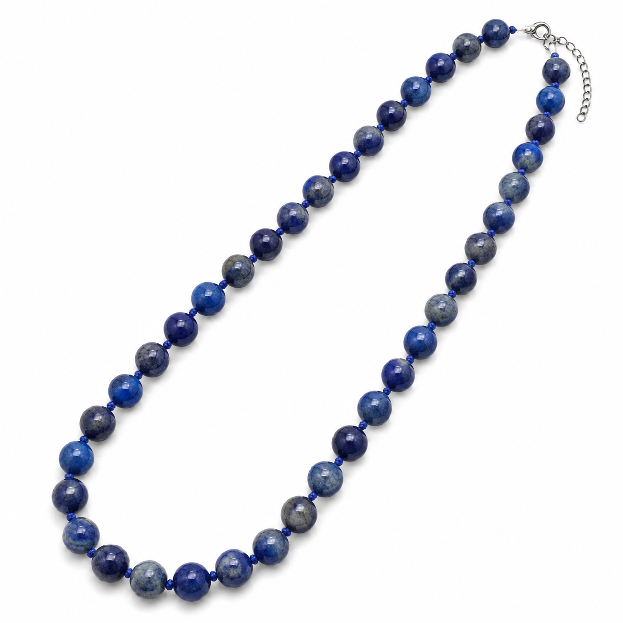 Collier Lapis Lazuli 8 mm – Intuition & Vérité – Acier Inoxydable