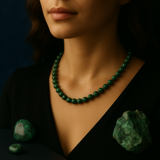 Collier Turquoise Africaine 8 mm – Protection & Expression – Acier Inoxydable - Bonheur de Lune