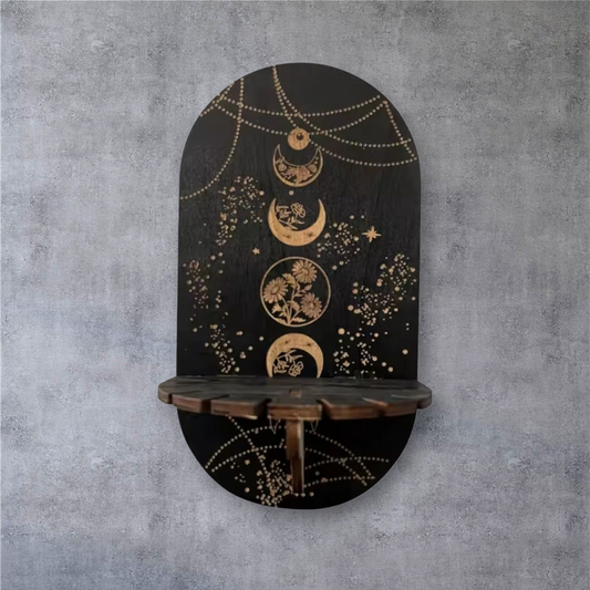 Étagère Murale Lune – Rangement ésotérique pour pendules & pendentifs – Bonheur de Lune