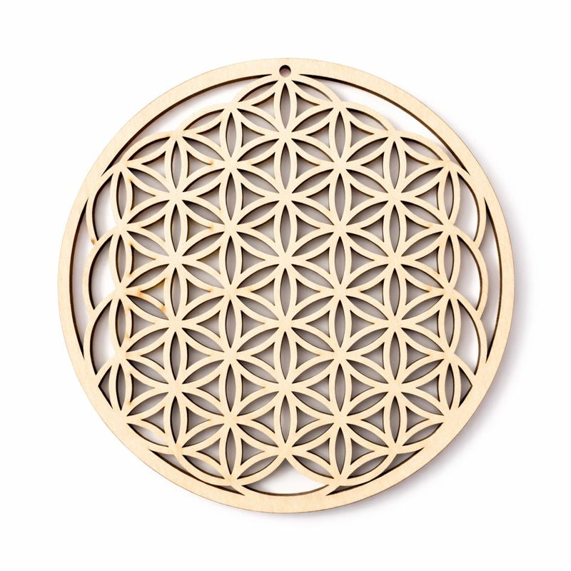 Fleur de Vie en bois 14 cm – plaque de rechargement pour pierres – Bonheur de Lune