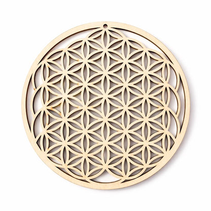 Fleur de Vie en bois 14 cm – plaque de rechargement pour pierres – Bonheur de Lune