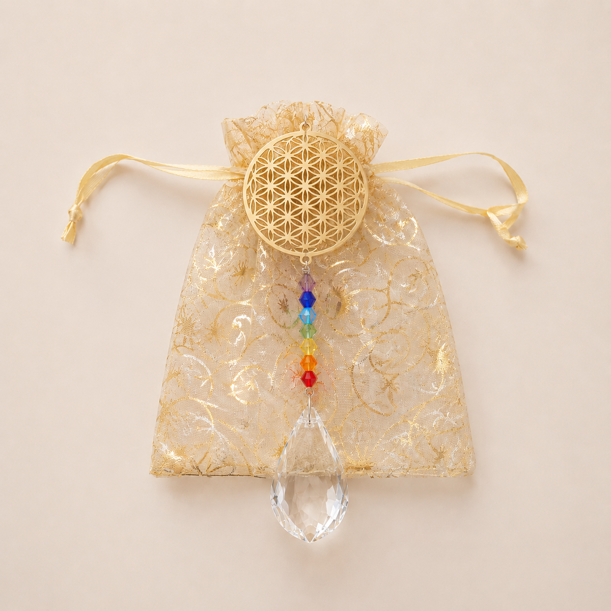 Fleur de Vie à suspendre avec cristaux des chakras – Bonheur de Lune