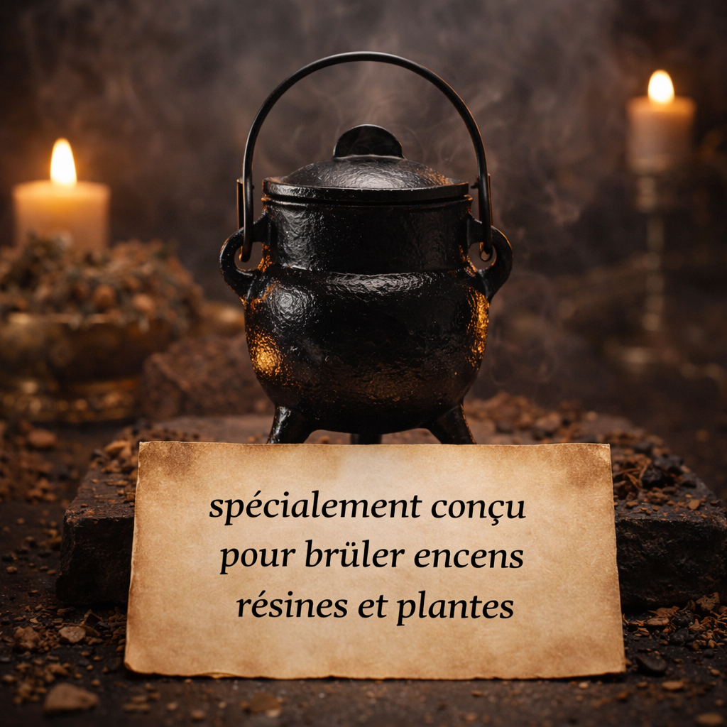 Mini chaudron rituel en fonte – brûle-encens ésotérique – Bonheur de Lune