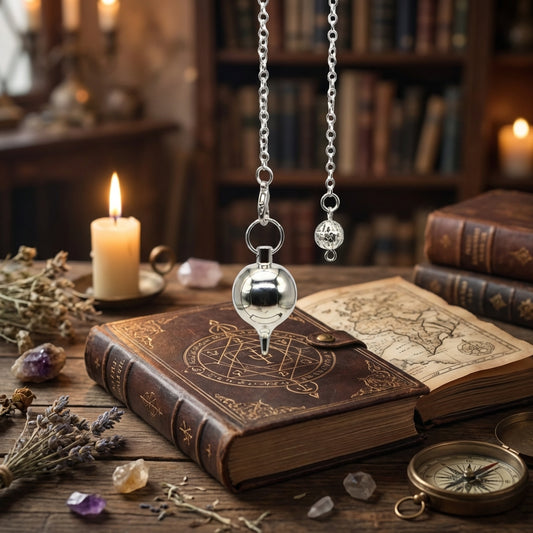 Pendule boule en laiton argenté – radiesthésie et divination – Bonheur de Lune