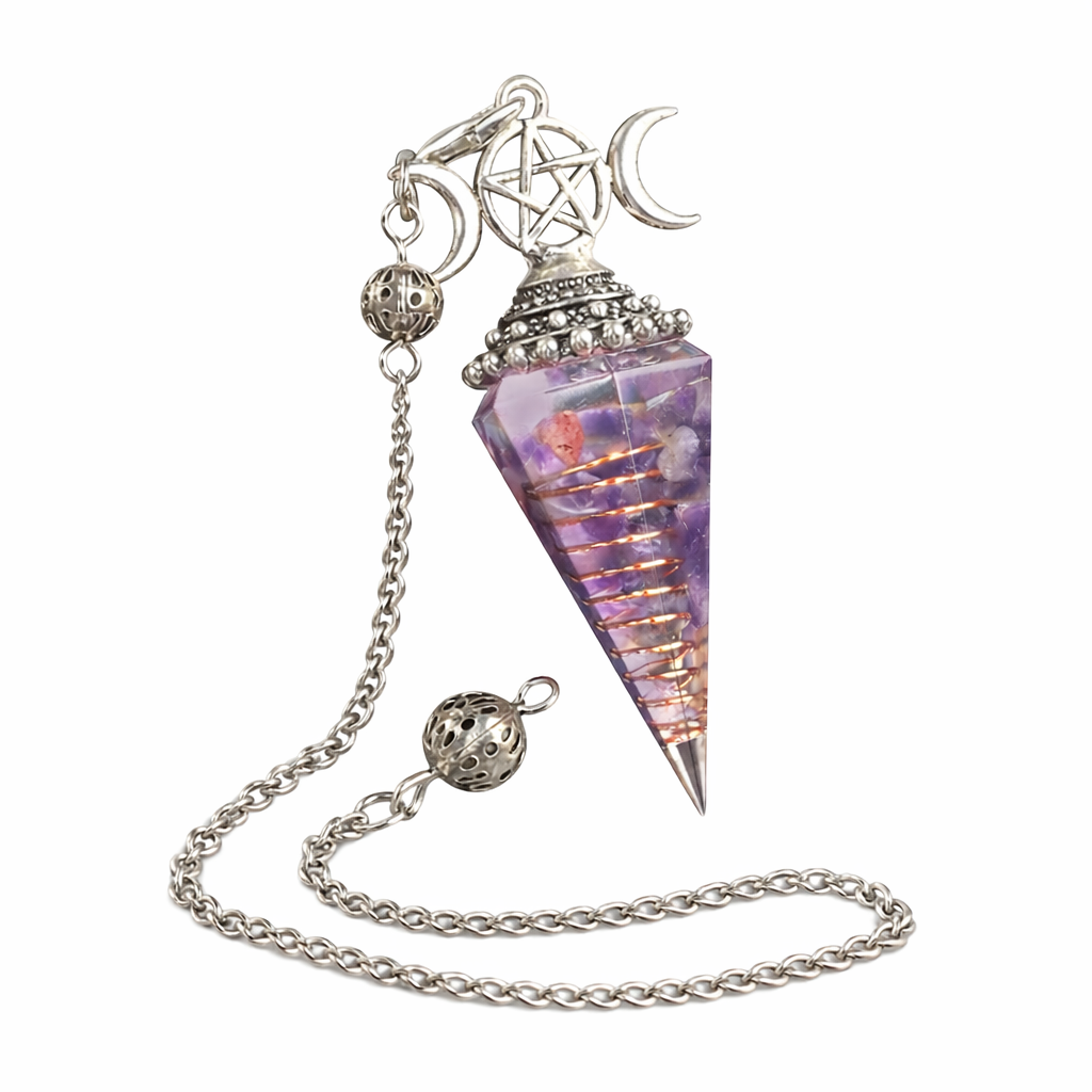 Pendule orgonite Améthyste – divination et énergie – Bonheur de Lune