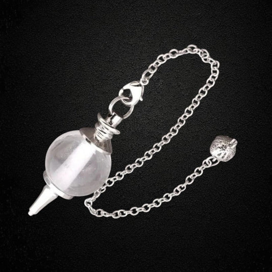 Pendule en quartz blanc forme ronde, divination et soin – Bonheur de Lune