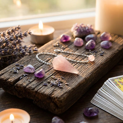 Pendule en quartz rose, outil de divination et de soin