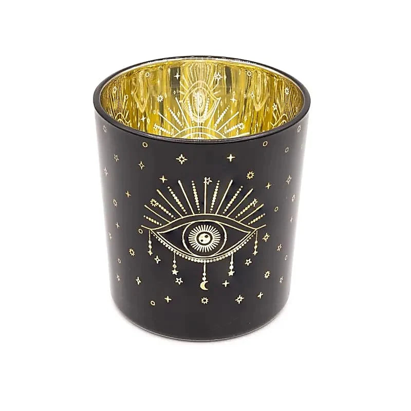 Photophore Œil de la Providence en verre – bougeoir ésotérique 7,3 x 8 cm – Bonheur de Lune