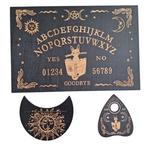 Planche de Ouija Chat & Soleil – Protection & Lumière – Bonheur de Lune