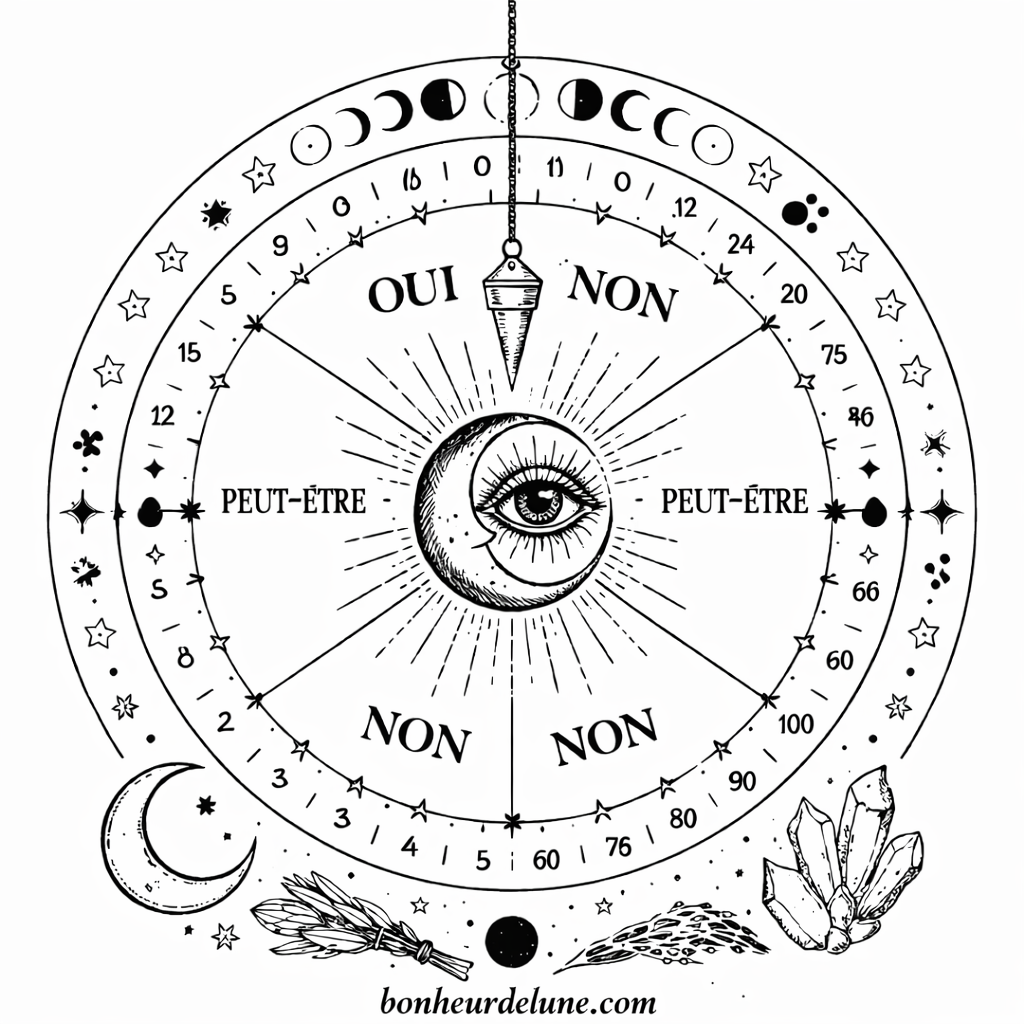 Planche pendule à imprimer gratuitement – radiesthésie pour débutant – Bonheur de Lune