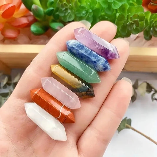 Pointes 7 chakras en pierres naturelles lithothérapie et soins énergétiques – Bonheur de Lune
