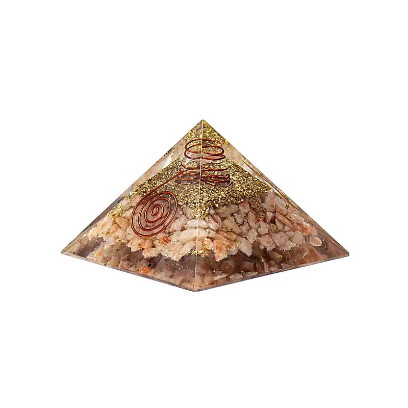 Pyramide d’Orgonite en Pierre du Soleil – Harmonie & Vitalité - Bonheur de Lune