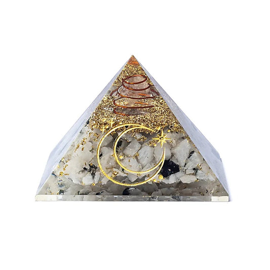 Pyramide d’Orgonite en Pierre de Lune – Harmonie & Protection – Bonheur de Lune