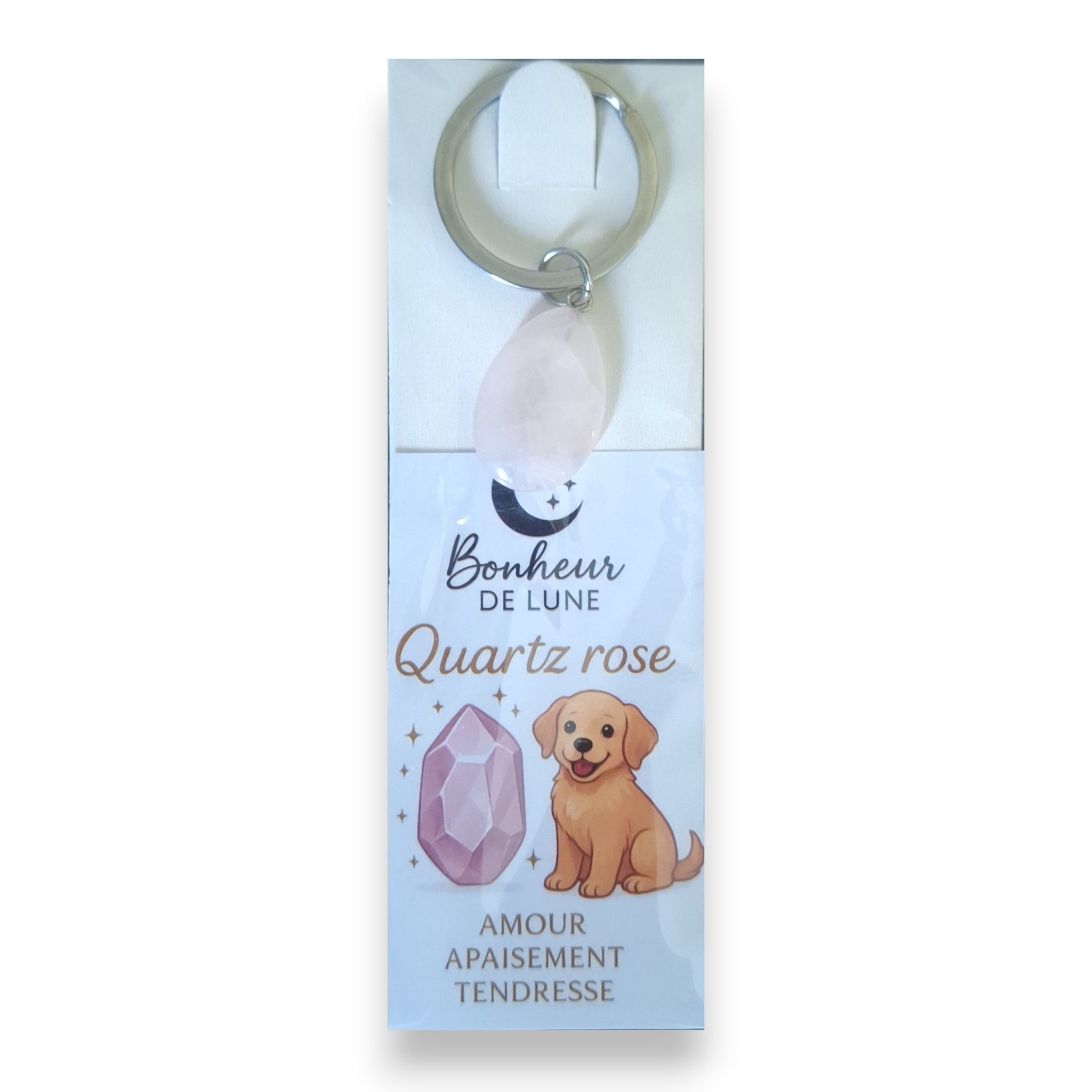 Pierre de Lithothérapie pour Chien Quartz Rose "Apaisement et Tendresse" - Bonheur de Lune