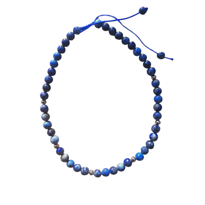 Bracelet de Cheville Lapis-Lazuli & Perles Dorées – Élégance & Apaisement - Bonheur de Lune
