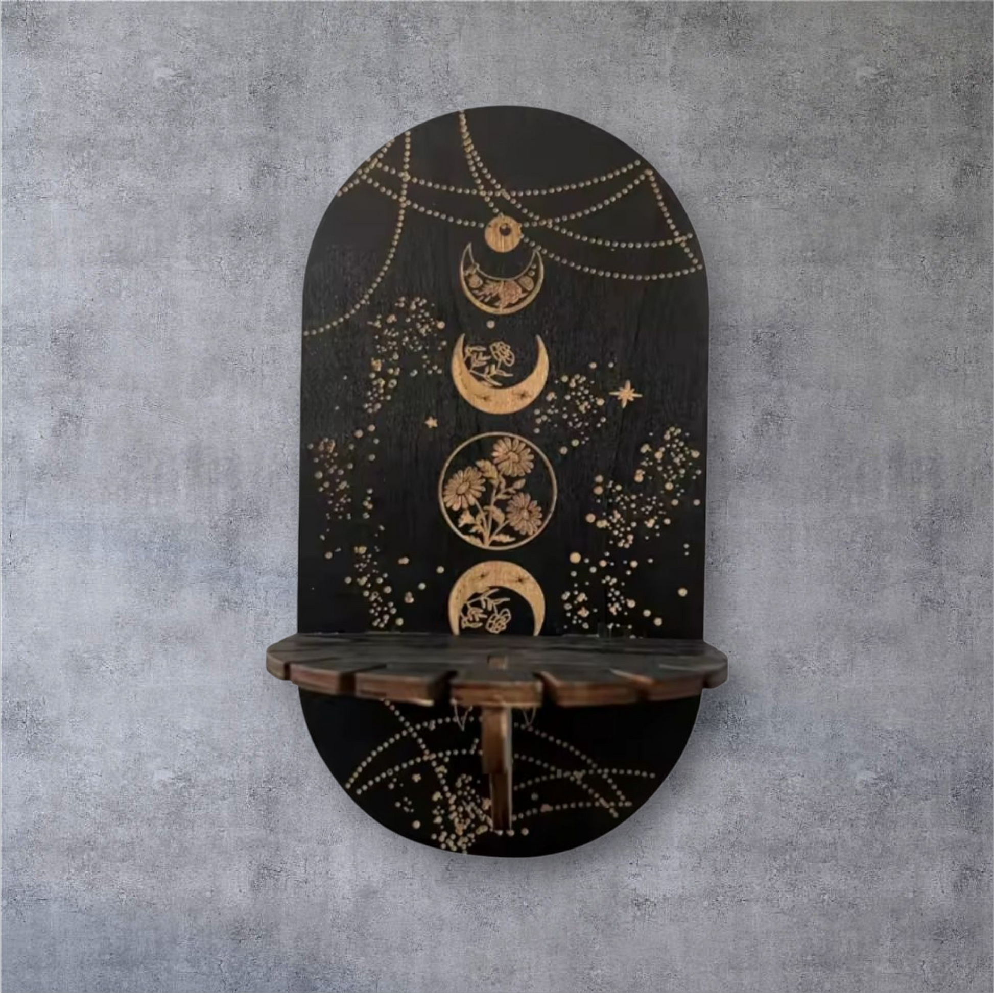 Étagère Murale Lune – Rangement ésotérique pour pendules & pendentifs - Bonheur de Lune
