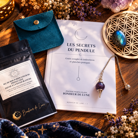 Boutique ésotérique – Coffret Les Secrets du Pendule – vue 1 – Bonheur de Lune