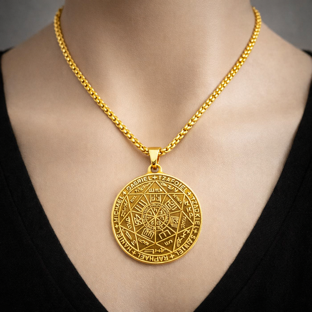 Collier Talisman des 7 Archanges – Protection & Puissance – Acier Inoxydable Doré ou Argenté