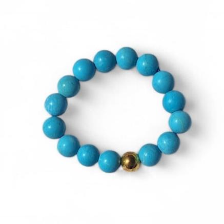 Bague Élastique Pierres de Turquoise "Équilibre et Communication " - Bonheur de Lune