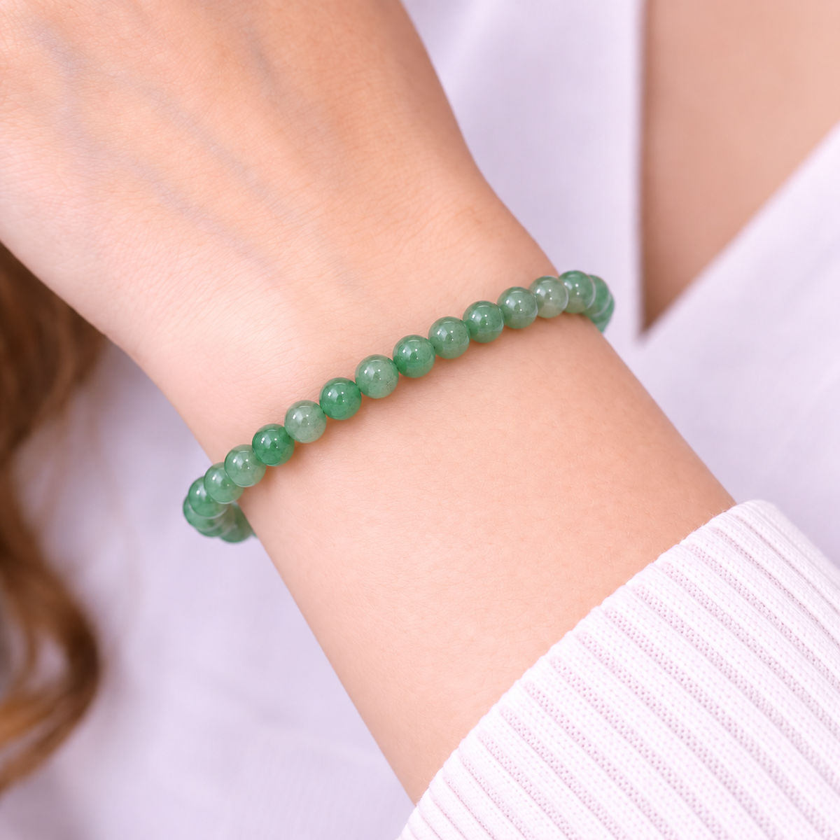 Bracelet Aventurine Verte 6 mm – Chance & Harmonie