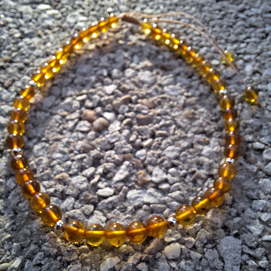 Bracelet de Cheville Ambre Véritable & Perles Dorées – Douceur & Énergie Apaisante - Bonheur de Lune