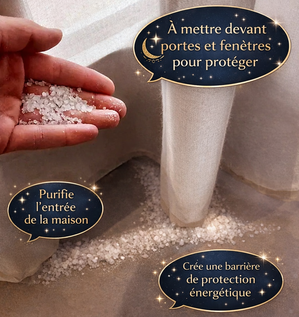 Sel de Mer purificateur protection maison – infusé sauge blanche – Nettoyage Énergétique et rechargement pierres naturelles – Rituel bien-être simple sans fumée – 100g / 200g – Bonheur de Lune