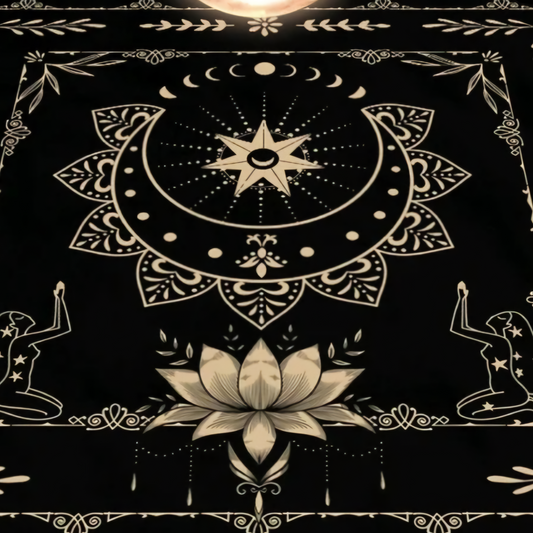 Tapis Ésotérique Noir – Élégance & Spiritualité – Bonheur de Lune