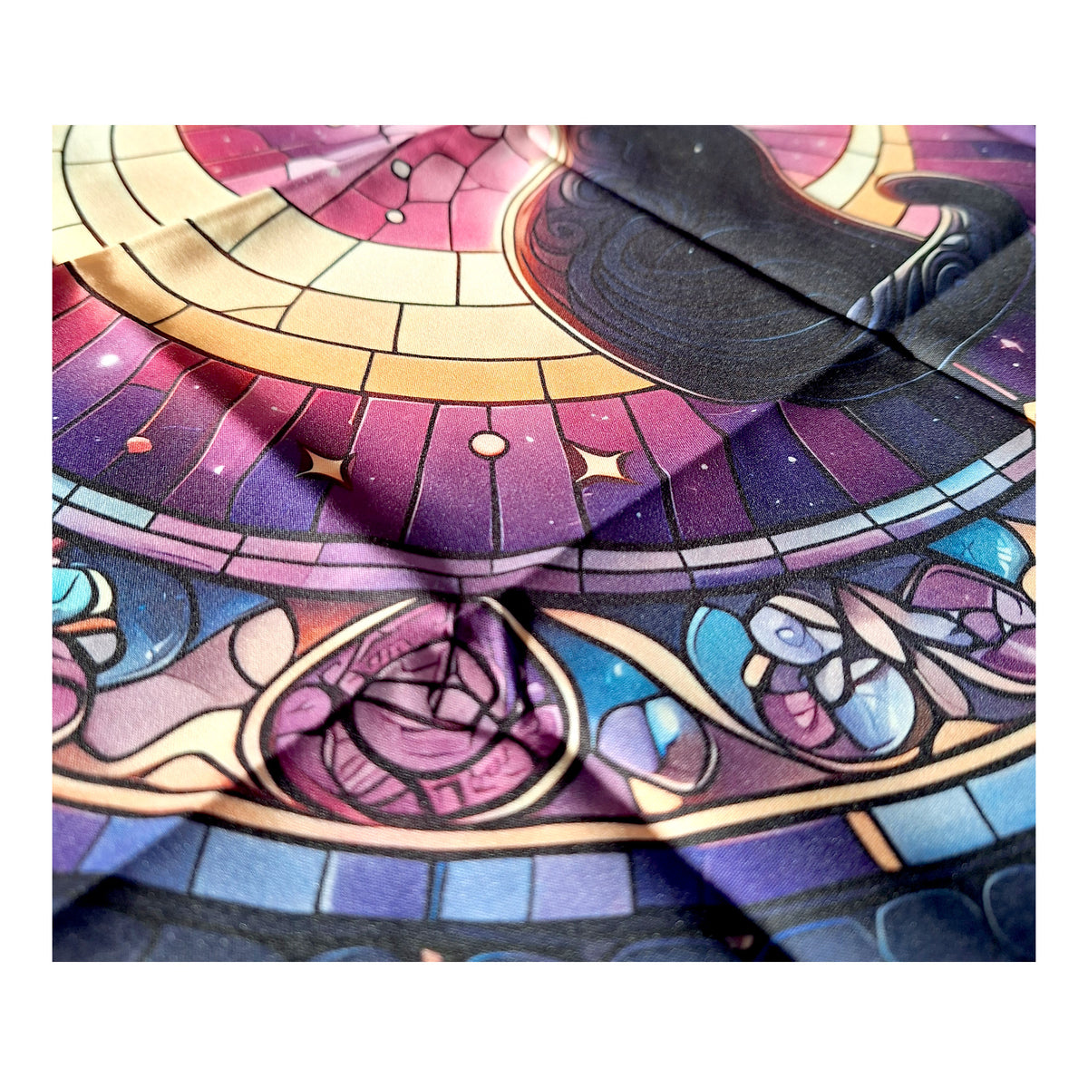 Tapis de Tirage de Cartes – Motif Chat Lunaire 49x49 cm – Bonheur de Lune
